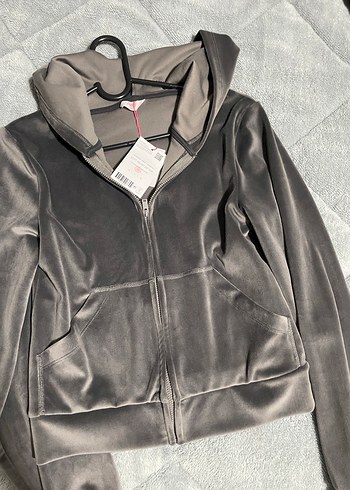 Kadın Gri Fermuarlı Sweatshirt - Görsel 5