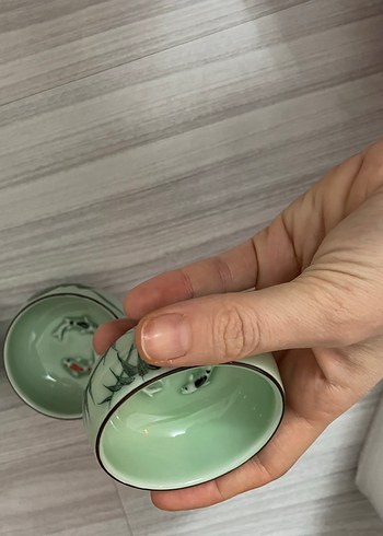 Yeşil Seramik Çin Çay Kase Seti - Görsel 4