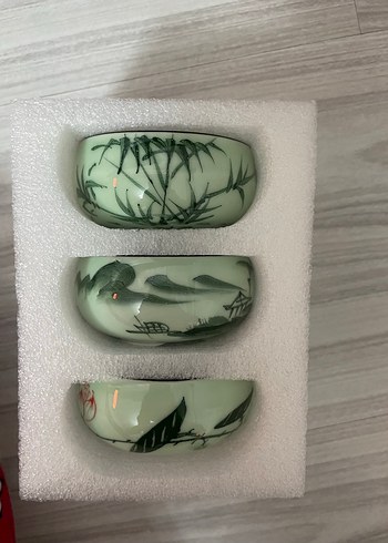 Yeşil Seramik Çin Çay Kase Seti - Görsel 3
