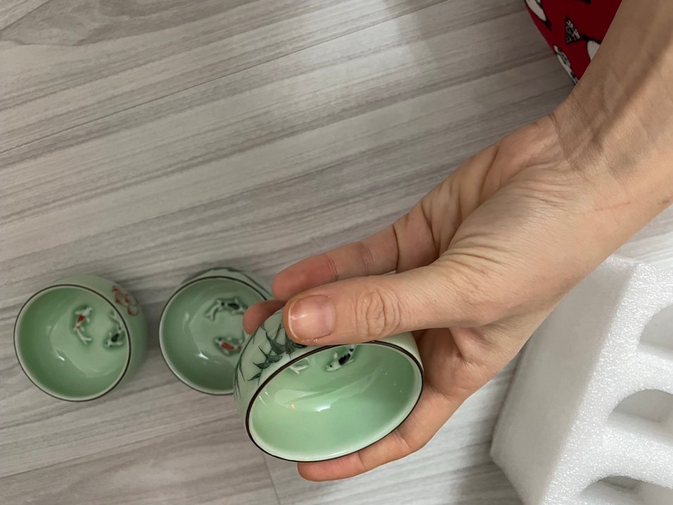 Yeşil Seramik Çin Çay Kase Seti - Görsel 4