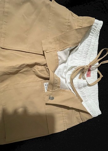 Şort Detaylı Bej Mini  Kadın Etek - Görsel 2