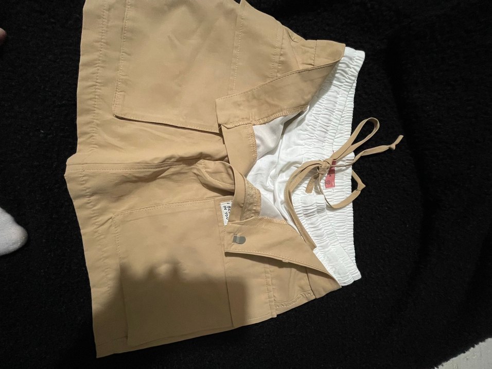 Şort Detaylı Bej Mini  Kadın Etek - Görsel 2