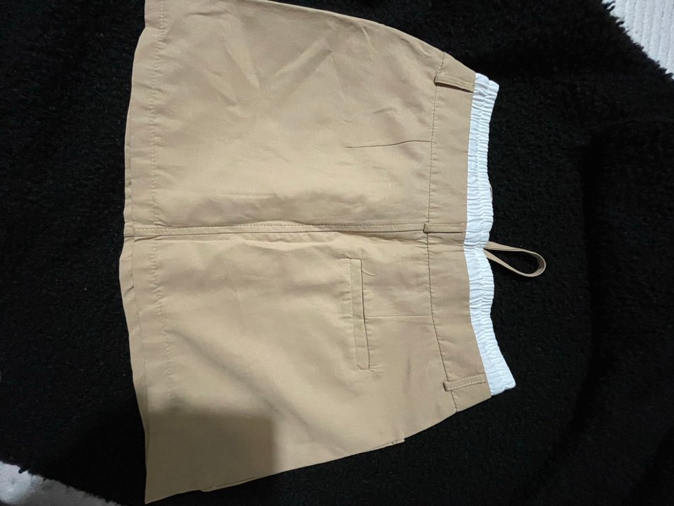 Şort Detaylı Bej Mini  Kadın Etek - Görsel 4