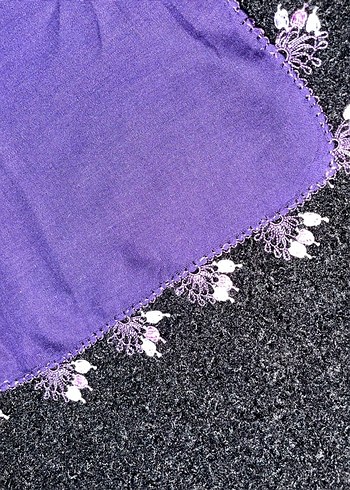 Mor Dantelli Kadın eşarp - Görsel 4