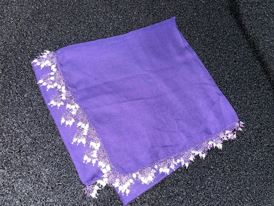 Mor Dantelli Kadın eşarp - Görsel 2