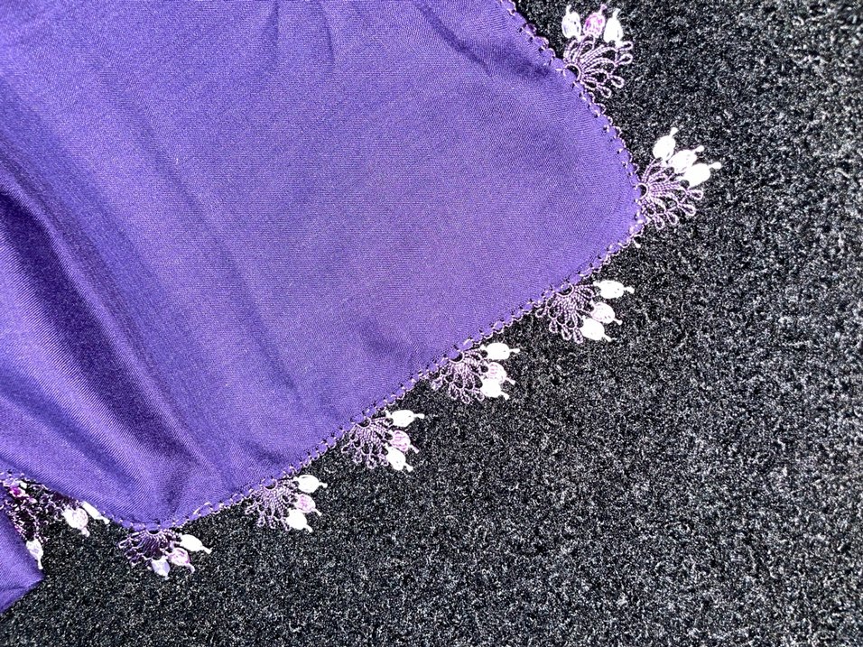 Mor Dantelli Kadın eşarp - Görsel 4