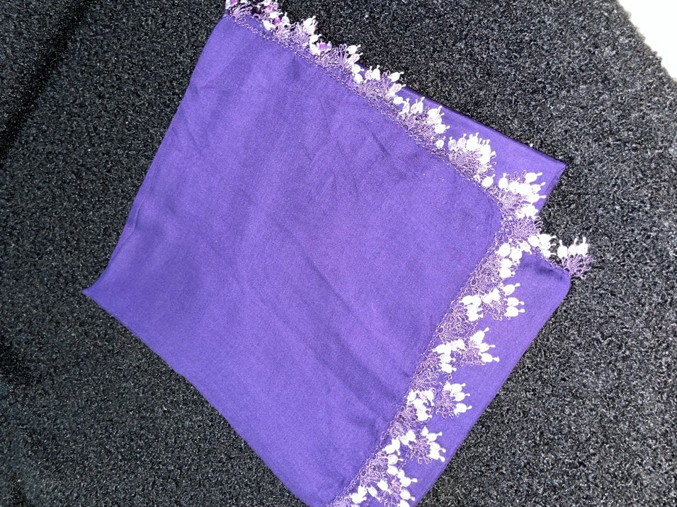 Mor Dantelli Kadın eşarp - Görsel 3