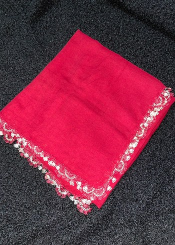 Bordo Dantel Detaylı Kadın Eşarp - Görsel 3