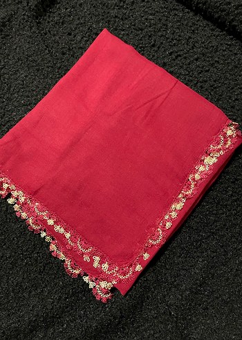 Bordo Dantel Detaylı Kadın Eşarp - Görsel 2