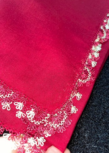 Bordo Dantel Detaylı Kadın Eşarp - Görsel 4