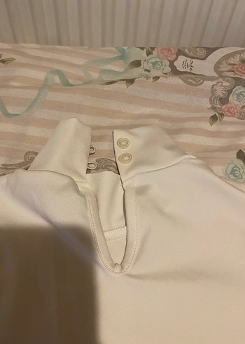 s Beden beyaz Renk Beyaz Uzun Kollu Yüksek Yakalı Kadın Body