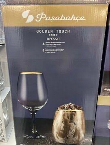 Paşabahçe golden touch amber 8 parça