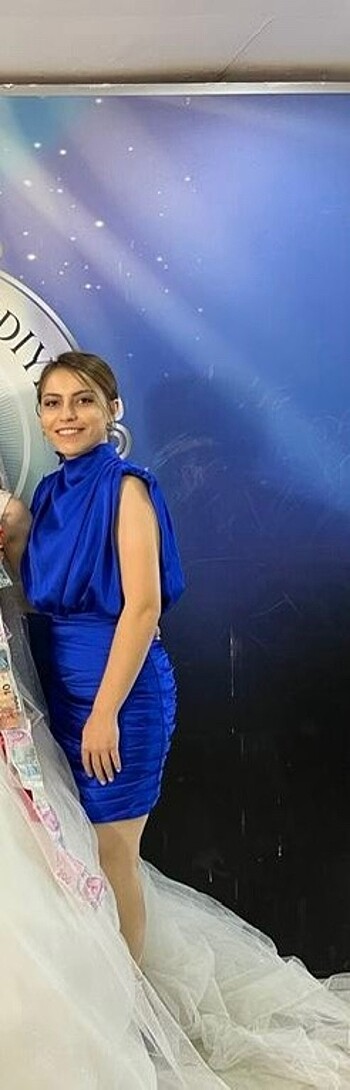36 Beden mavi Renk Saks mavisi kısa elbise