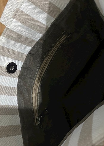 Bej Çizgili Kadın Omuz Çantası - Görsel 3