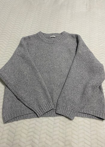 Gri Yüksek Yakalı Örgü Kadın Kazak - Görsel 5