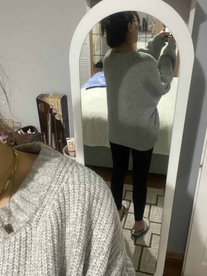 Gri Yüksek Yakalı Örgü Kadın Kazak - Görsel 4