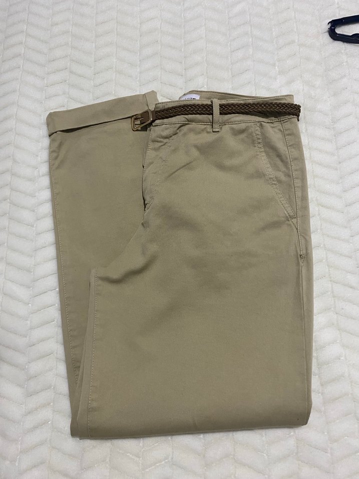 Bej Kadın Boyfriend Pantolon, Rahat Kesim - Görsel 5