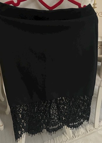 xl Beden Dantel Detaylı Siyah kısa Etek