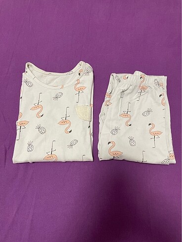 Kız pijama Kore?den gelen pijama takımı flamingo 6-7 yaş