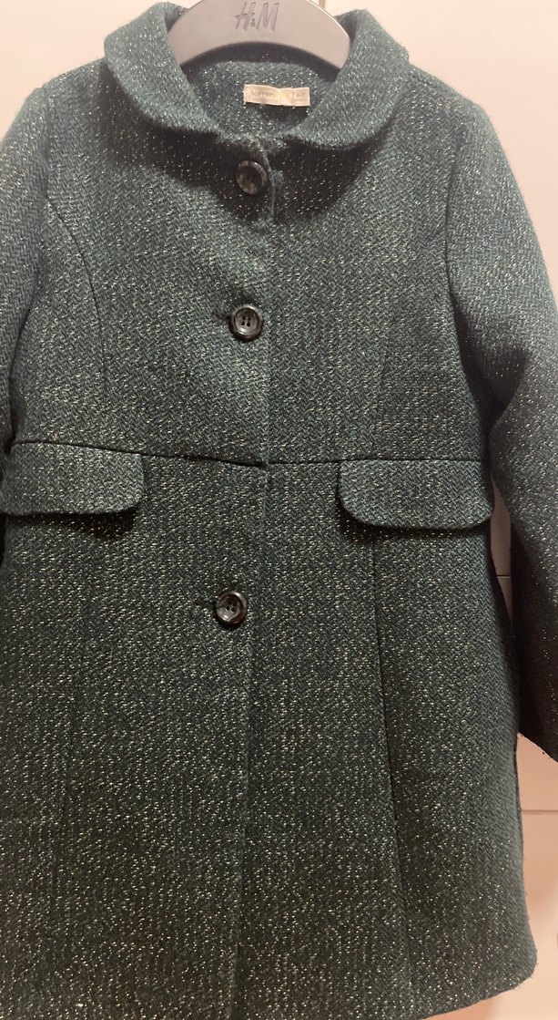 Kaban Koton Düğmeli Koyu Yeşil Midi Yün Kabanı - Görsel 2