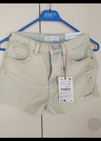 Bej Düğmeli Kadın Mini Denim Şort