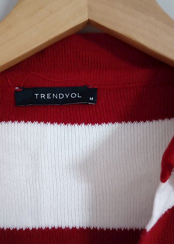 Trendyol & Milla Düğmeli Kırmızı Çizgili Kadın Triko