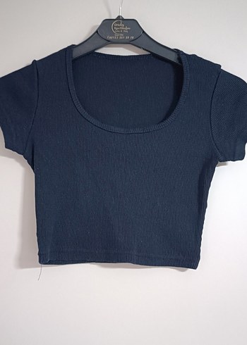 Lacivert Kadın Kısa Crop Top