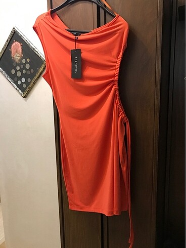 40 Beden turuncu Renk Trendmilla orange elbise