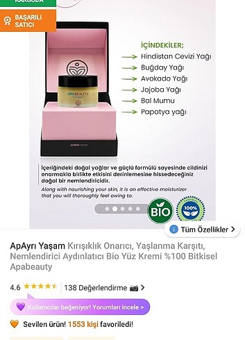 Kirisiklık önleyici doğal krem