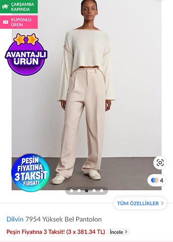 Dilvin Dilvin Bej Yüksek Bel kumaş Pantolon