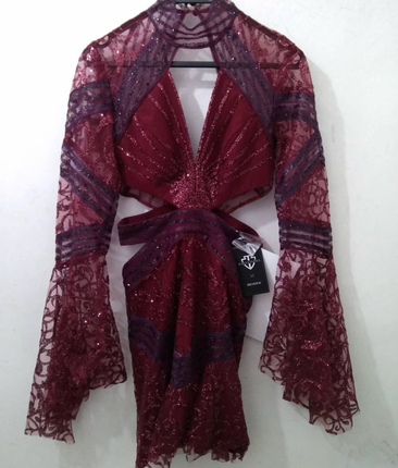 38 Beden Raisa Vanessa bordo elbise