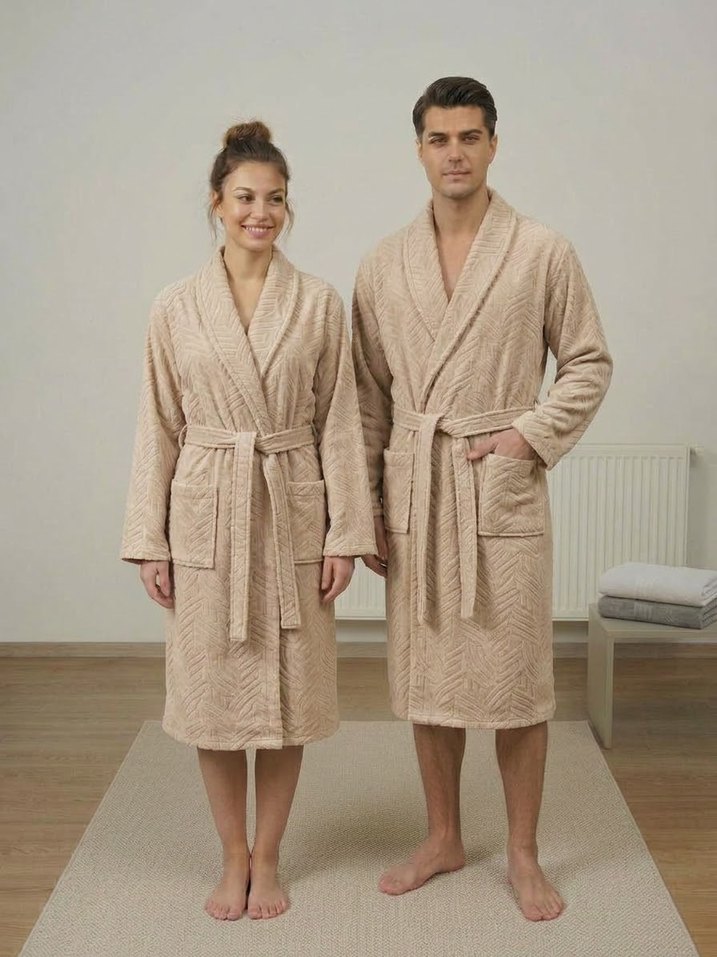 Koyu Bej Unisex Bornoz — görsel 3/3