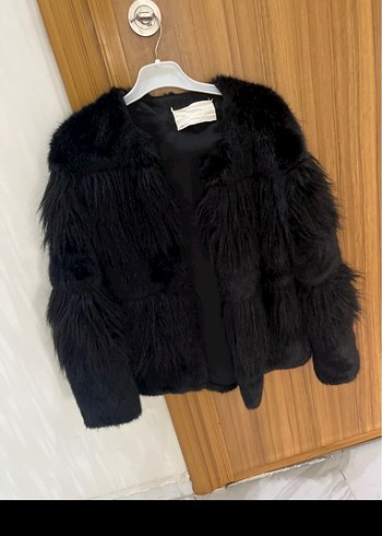 Gri Kadın Kürk Detaylı Midi Boy Ceket - Görsel 5