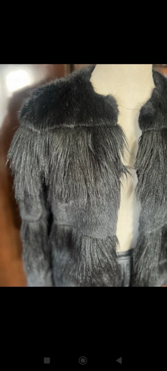 Gri Kadın Kürk Detaylı Midi Boy Ceket - Görsel 2