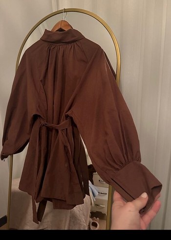 Kadın Kahverengi Midi Salaş Elbise - Görsel 6