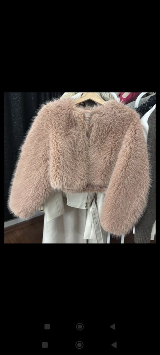 Kısa Kesim Bej Suni Kürk Ceket - Görsel 2