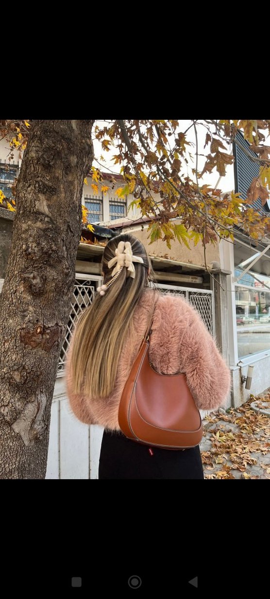 Kısa Kesim Bej Suni Kürk Ceket - Görsel 5