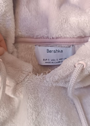 Bej Kadın Kapüşonlu Peluş Sweatshirt - Görsel 4