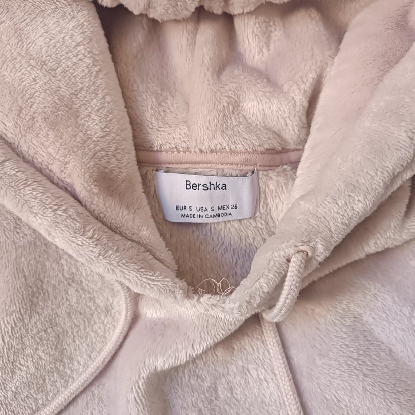 Bej Kadın Kapüşonlu Peluş Sweatshirt - Görsel 2