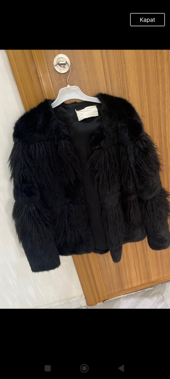 Kadın Siyah Kürk Detaylı Midi Mont - Görsel 2