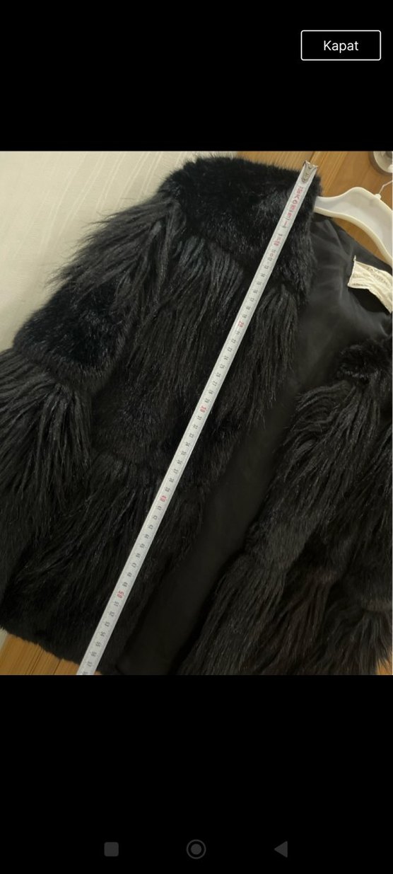 Kadın Siyah Kürk Detaylı Midi Mont - Görsel 3