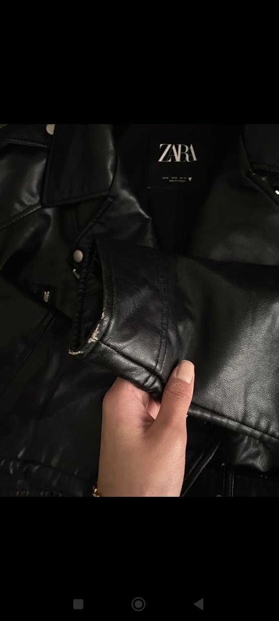 Zara Siyah Kemerli Deri Biker Ceket - Görsel 3