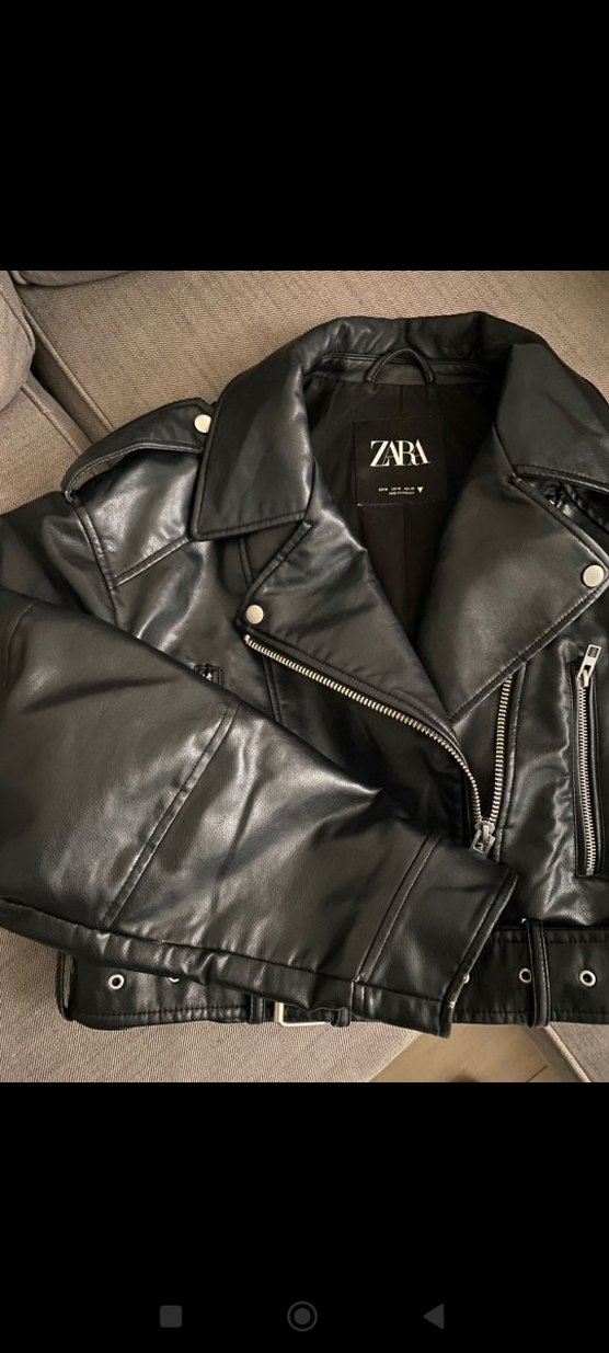 Zara Siyah Kemerli Deri Biker Ceket - Görsel 2