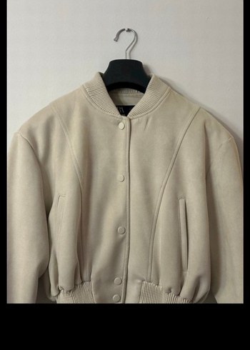 Bej Süet Düğmeli Kadın Ceket - Görsel 2