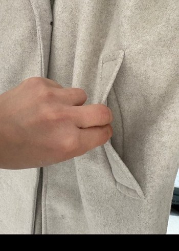 Tek Düğmeli Bej Kaban - Görsel 4