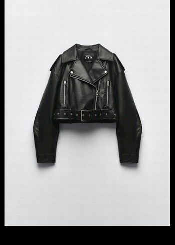 Zara Siyah Mini Deri Biker Ceket - Görsel 7