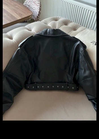 Zara Siyah Mini Deri Biker Ceket - Görsel 6