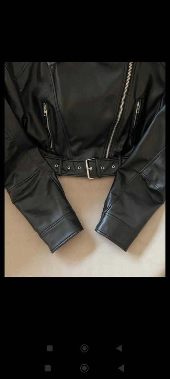 Zara Siyah Mini Deri Biker Ceket - Görsel 4