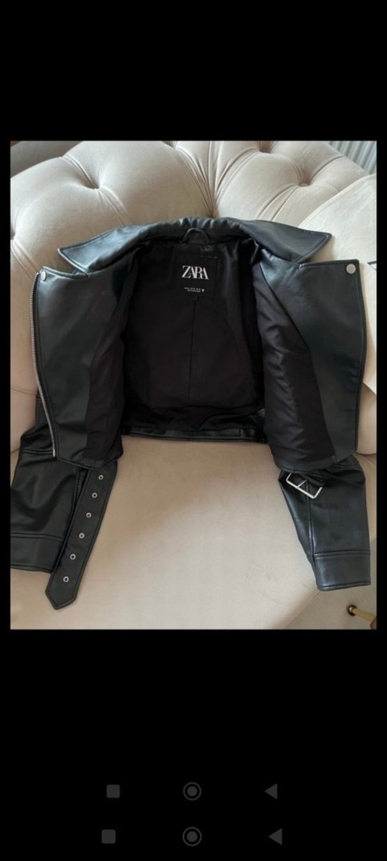 Zara Siyah Mini Deri Biker Ceket - Görsel 5