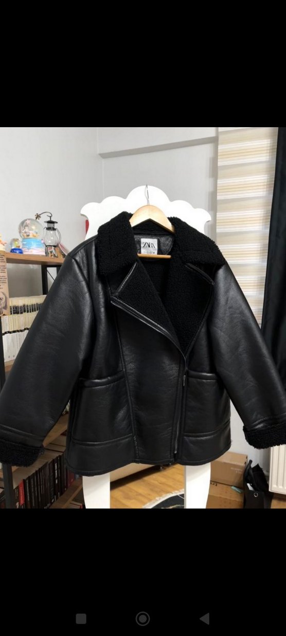 Siyah Kürklü Midi Deri Ceket - Görsel 2